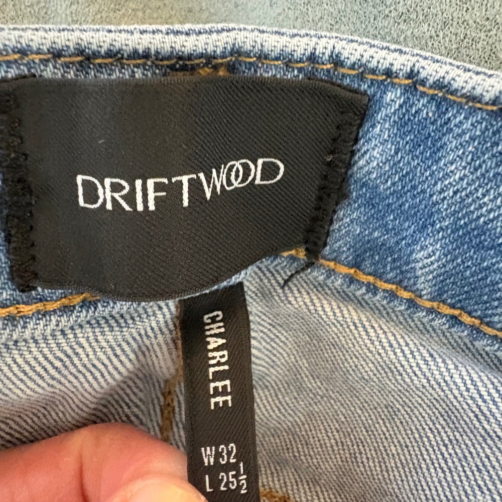 Driftwood Charlee Cropped Wide Leg Button Fly Jeans Light Wash Women Size 32x25" - Picture 5 of 11